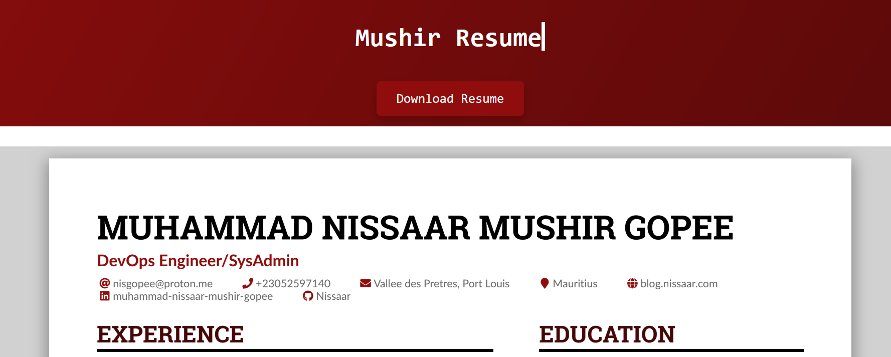 Resume as Code